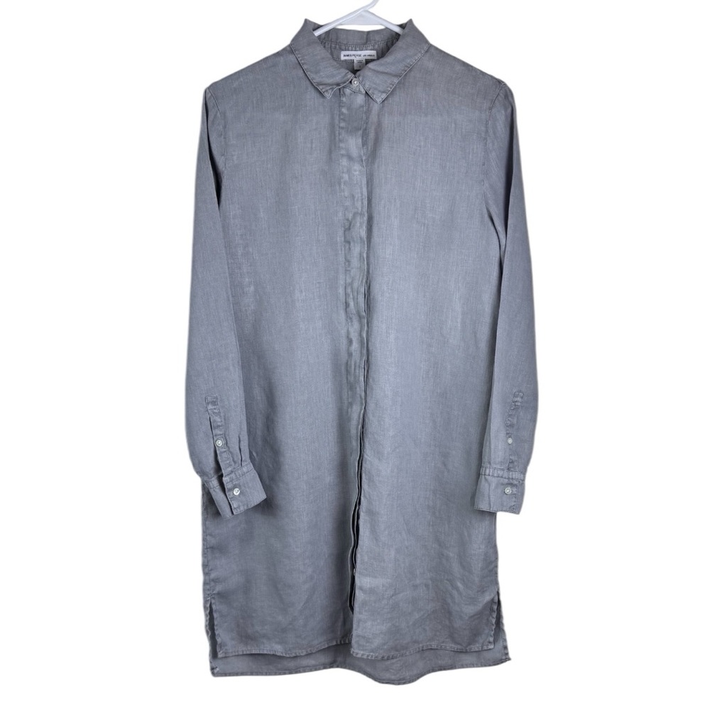 James Perse Linen Long Sleeves Button-Up Mini-Shirt Dress Sz 1 (S} - Picture 1 of 10